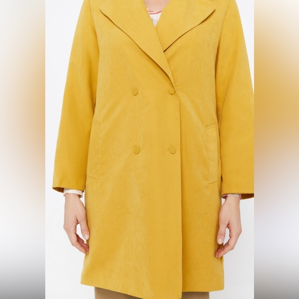 Shein NWOT Double-Breasted Mustard Coat- size 2XL